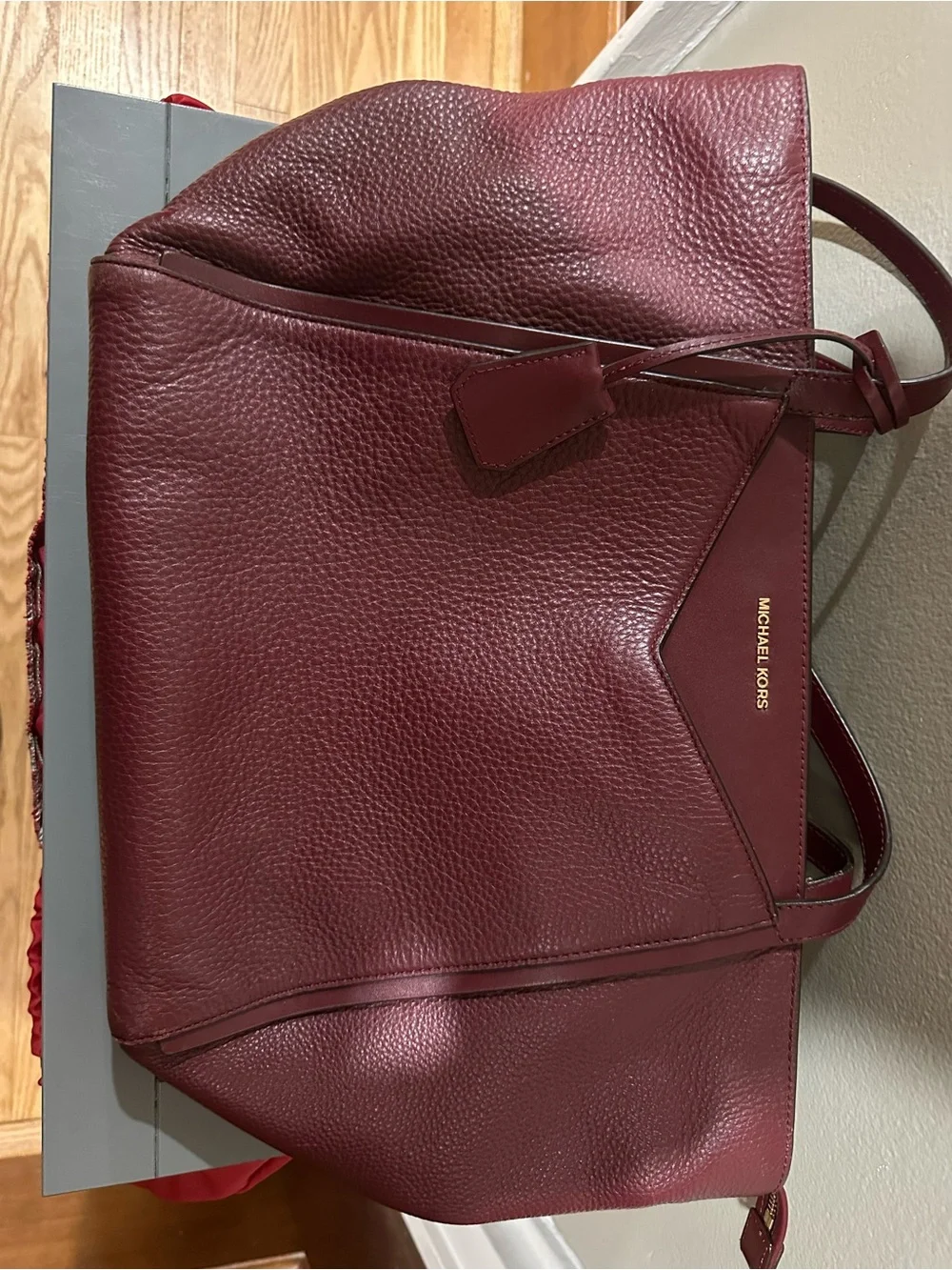 Michael Kors Wine Leather Shoulder Tote